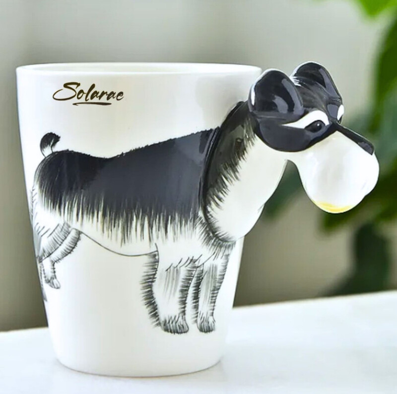 Ceramic 3D  Coffee Mug, Hand-Painted Mug Cute Animal Tea Mugs, Coffee Cup, Ideal Gift for Kids/Teenagers/Man/Woman  Corporate Gifting, Premium Mug 13.5 oz.( SCHNAUZER )
