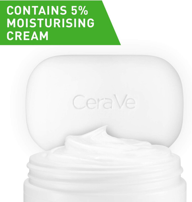 CeraVe Hydrating Cleanser Bar Soap-Free Body and Facial Cleanser with 5% Moisturizing Cream, Fragrance-Free, Single Bar, 4.5 Ounce