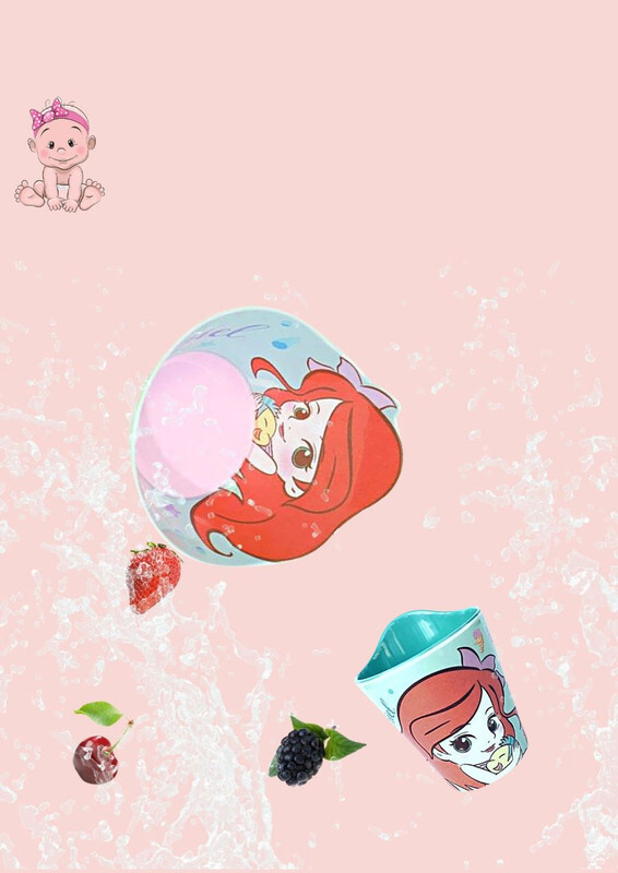 Disney Character Children Melamine Anti Shock Drop Proof Dining Bowl and Cup Set ARIEL