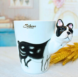 Ceramic 3D  Coffee Mug, Hand-Painted Mug Cute Animal Tea Mugs, Coffee Cup, Ideal Gift for Kids/Teenagers/Man/Woman  Corporate Gifting, Premium Mug 13.5 oz.( BULLDOG )