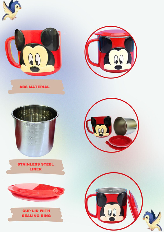 Kids Stainless Steel 3D Mug w/ Disney Characters (Mickey Red) 126g