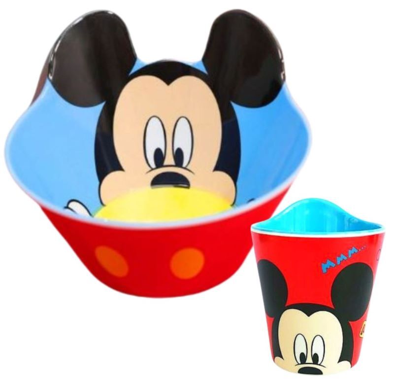 Disney Character Children Melamine Anti Shock Drop Proof Dining Bowl and Cup Set MICKEY