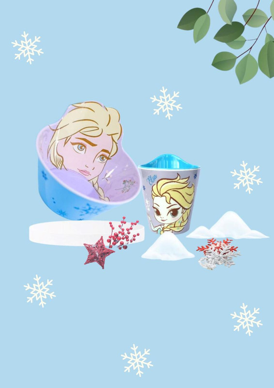 Disney Character Children Melamine Anti Shock Drop Proof Dining Bowl and Cup Set ELSA