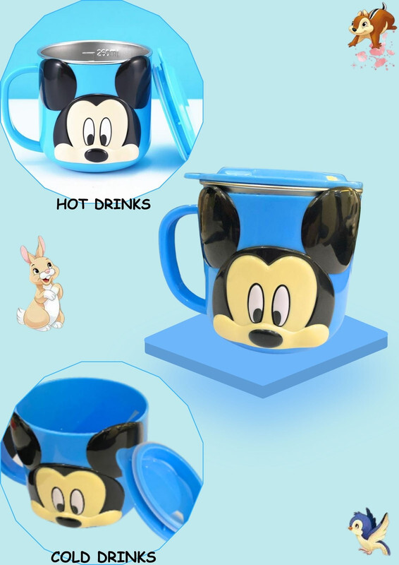 Kids Stainless Steel 3D Mug w/ Disney Characters (Mickey Blue) 126g