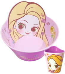 Disney Character Children Melamine Anti Shock Drop Proof Dining Bowl and Cup Set RAPUNZEL