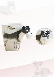 Ceramic 3D  Coffee Mug, Hand-Painted Mug Cute Animal Tea Mugs, Coffee Cup, Ideal Gift for Kids/Teenagers/Man/Woman  Corporate Gifting, Premium Mug 13.5 oz.( SCHNAUZER )
