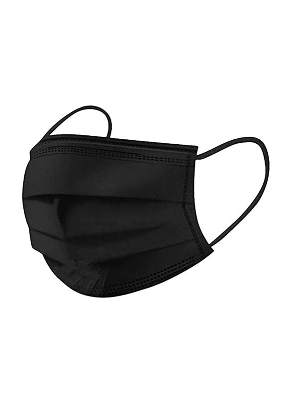 3-Layered Disposable Face Mask, Black, 50 Masks