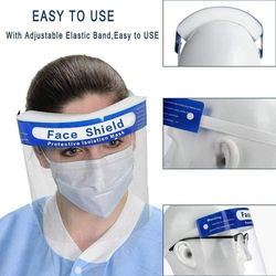 Adjustable Reusable 75 GSM Safety Face Shield, Transparent, 20 Masks