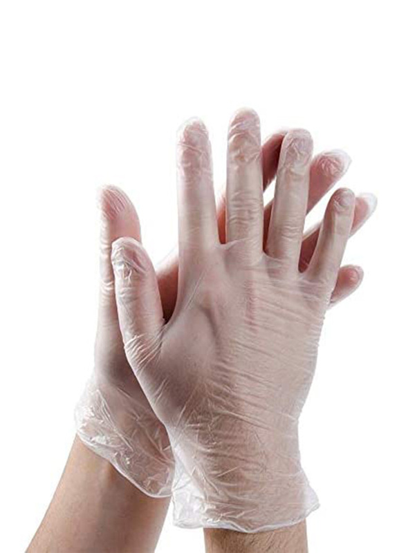 Powder Free, Non Sterile, Latex Free Rubber Disposable Vinyl Gloves, Extra Large, 100 Pieces, Clear