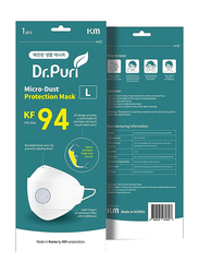 Dr.Puri KF94 Micro-Dust Protection Face Premium Mask, Large,  White, 1 Mask