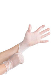 Powder Free, Non Sterile, Latex Free Rubber Disposable Vinyl Gloves, Large, 100 Pieces, Clear