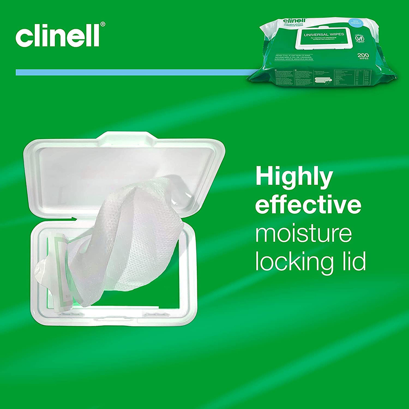 Clinell Universal Cleaning and Disinfectant Wipes, 200 Wipes