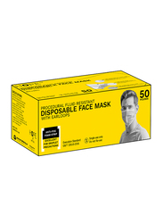 3-Layered Disposable Face Mask, Yellow, 50 Masks