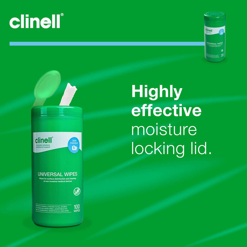 Clinell Universal Cleaning and Disinfectant Wipes, 5 x 100 Wipes
