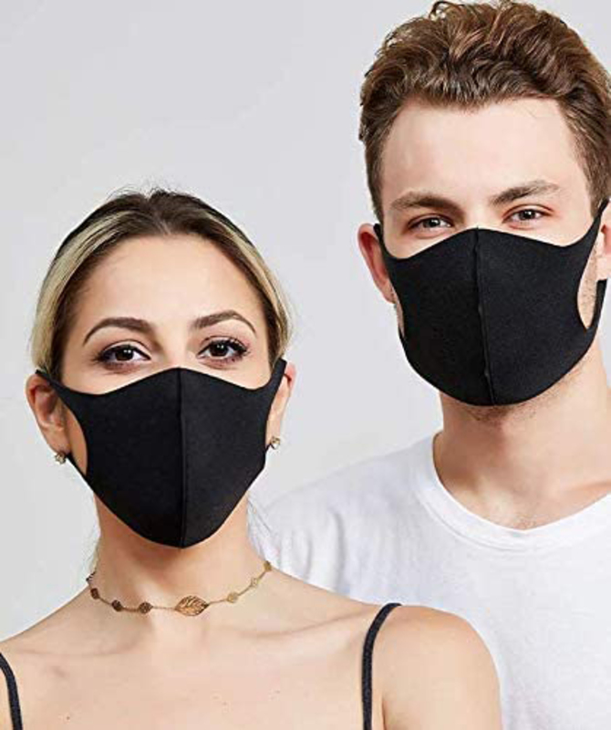 Fashion Reusable Face Mask, Black, 10 Masks