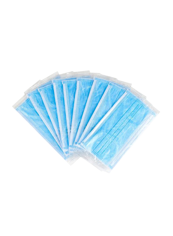 3 Layer Disposable Face Mask for Adults, Standard Blue, 50 Masks