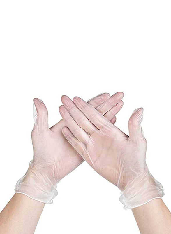 Powder Free, Non Sterile, Latex Free Rubber Disposable Vinyl Gloves, Medium, 100 Pieces, Clear