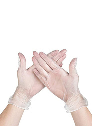 Powder Free, Non Sterile, Latex Free Rubber Disposable Vinyl Gloves, Medium, 100 Pieces, Clear
