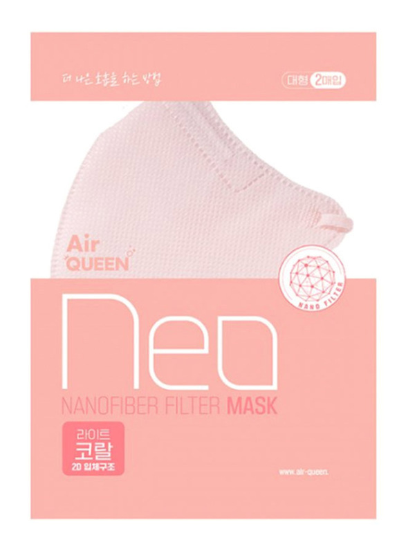 

Air Queen Neo Nanofiber Filter Face Mask, Rosy Pink, 2 Masks