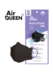 Air Queen Nanofiber Filter Face Mask, Black, 10 Masks