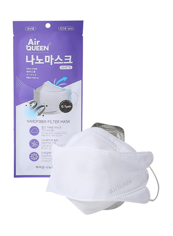 Air Queen Nanofiber Filter Face Mask, White, 200 Masks