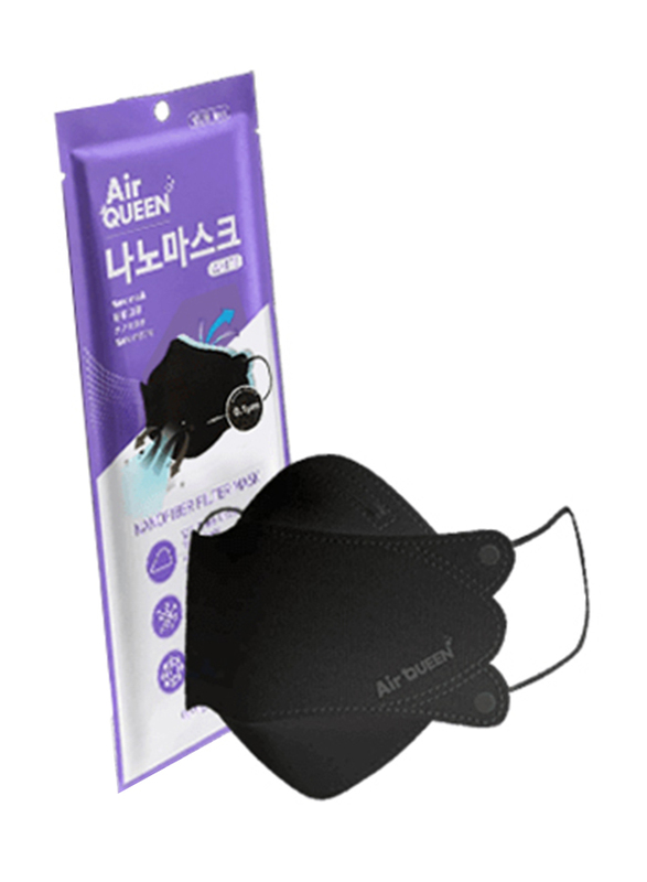 Air Queen Nanofiber Filter Face Mask, Black, 20 Masks