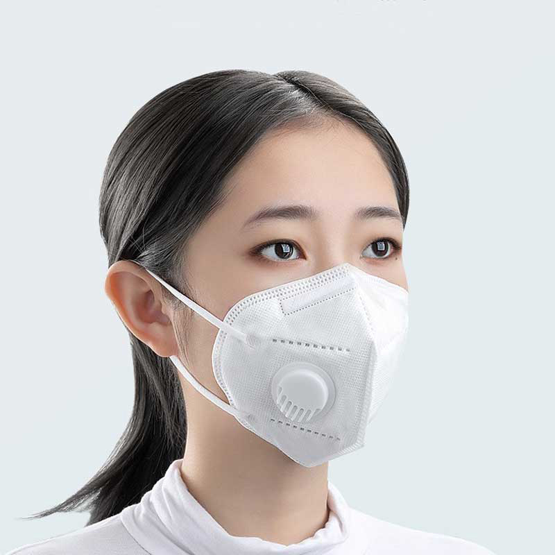 5-Ply KN95 Disposable Face Protection Mask With Valve, White, 20 Masks