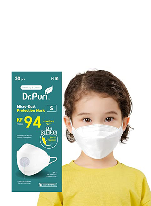 Dr.Puri KF94 Micro-Dust Protection Face Premium Mask, Small,  White, 1 Mask
