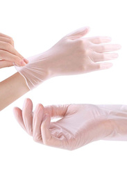 Powder Free, Non Sterile, Latex Free Rubber Disposable Vinyl Gloves, Large, 100 Pieces, Clear