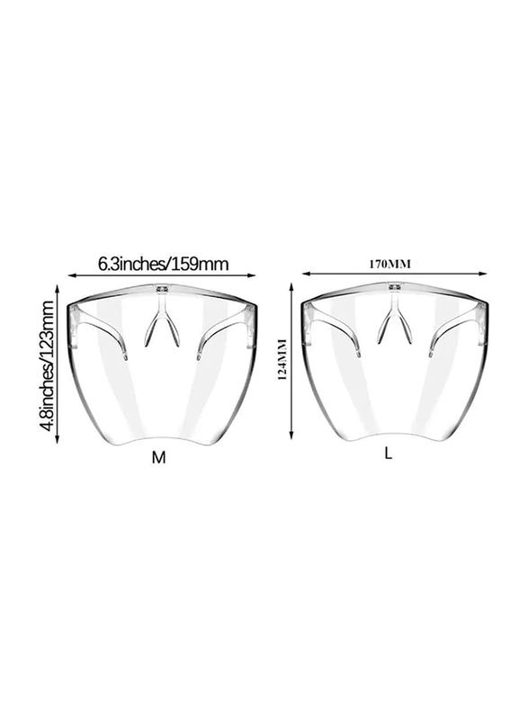 High Quality Durable Face Shield, Transparent, 5 Masks