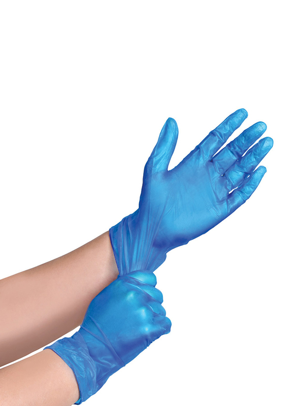 Powder Free, Non Sterile, Latex Free Rubber Disposable Vinyl Gloves, Extra Large, 100 Pieces, Blue