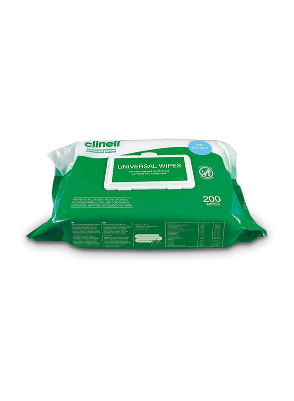 Clinell Universal Cleaning and Disinfectant Wipes, 200 Wipes