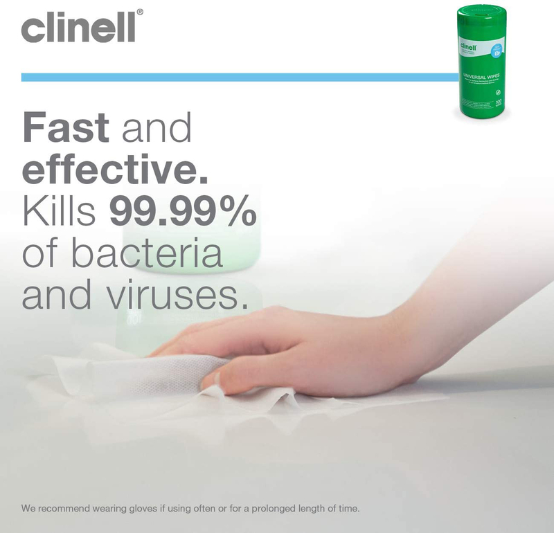 Clinell Universal Cleaning and Disinfectant Wipes, 100 Wipes