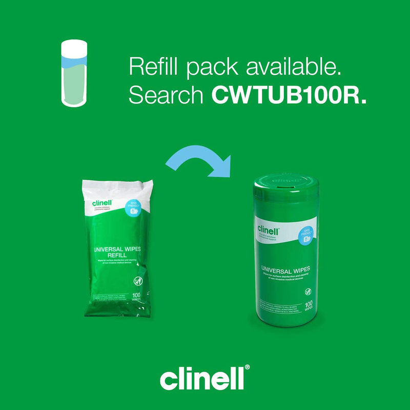 Clinell Universal Cleaning and Disinfectant Wipes, 100 Wipes