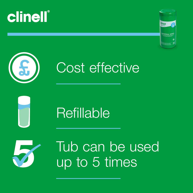 Clinell Universal Cleaning and Disinfectant Wipes, 7 x 100 Wipes