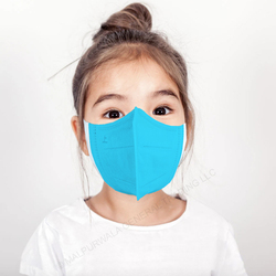 3D Protective High Quality Disposable Face Mask for Kids, Blue, 50 Masks