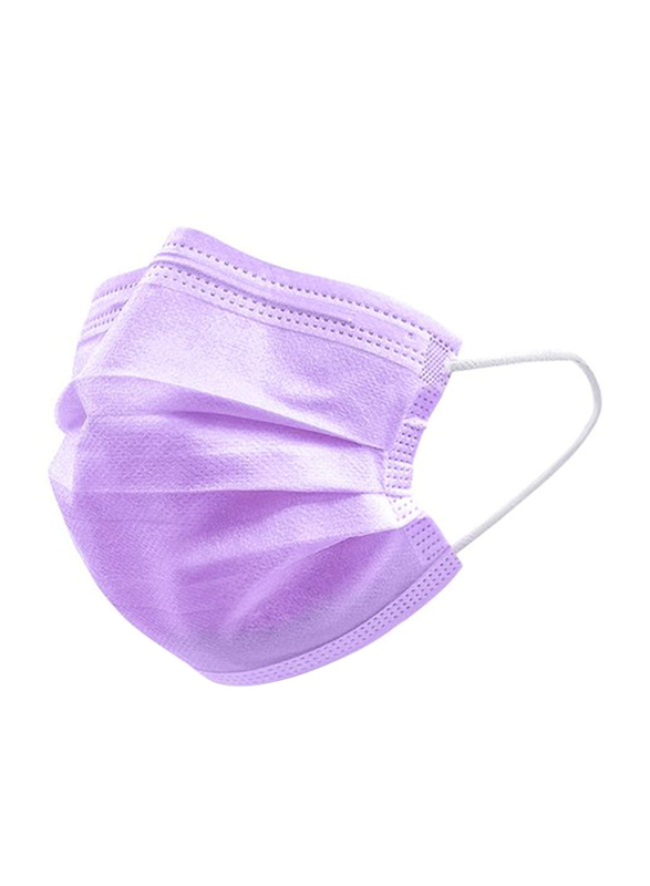 3-Layered Disposable Face Mask, Purple, 50 Masks