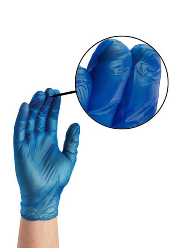 Powder Free, Non Sterile, Latex Free Rubber Disposable Vinyl Gloves, Large, 100 Pieces, Blue