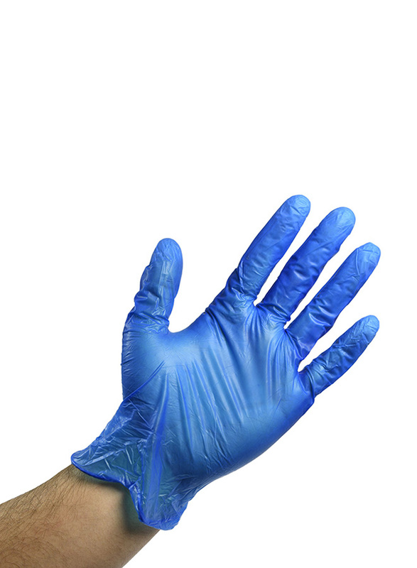 Powder Free, Non Sterile, Latex Free Rubber Disposable Vinyl Gloves, Large, 100 Pieces, Blue