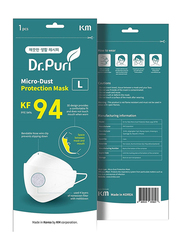 Dr.Puri KF94 Micro-Dust Protection Face Premium Mask, Large,  White, 10 Masks
