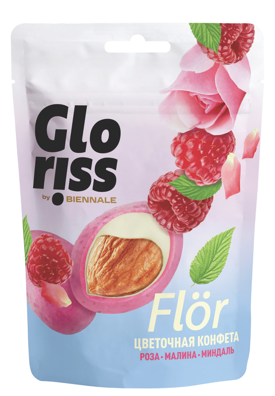 

Gloriss Almonds Glazed White Chocolate with Raspberry and Rose, 65 g