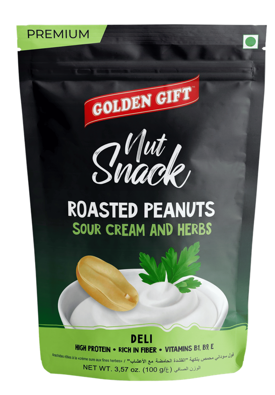 

Golden Gift Roasted Premium Natural Peanuts Sour Cream, Herbs, BIO PACK 100 g