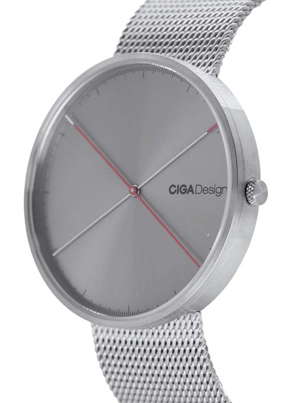 CIGA Design Qx Series Double-Hand Li Analog Quartz Watch for Men with Stainless Steel Band, D009-2A-W3, Silver