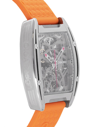 CIGA Design Z-Series Titanium Analog Automatic Mechanical Skeleton Watch for Men with Silicone Band, Water Resistant, Z031-TITI-W15OG, Orange-Silver