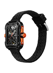 CIGA Design X Series Great Ape Hollow Design Analog Watch for Men with Silicone Band, Water Resistant, X011-BLOG-W25BK, Black-Black/Orange