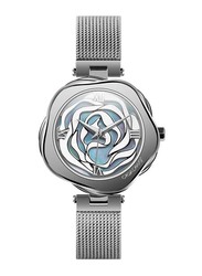 CIGA Design R Series Danish Rose Analog Quartz Watch for Women with Mesh Band, Water Resistant, R012-SISI-W3, Silver