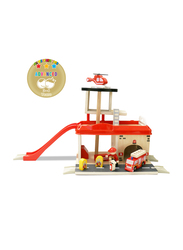 Al Ostoura Toys Fire Station with Accessories Montessori Wooden Activity Cube, Ages 3+