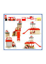 Al Ostoura Toys Fire Station with Accessories Montessori Wooden Activity Cube, Ages 3+
