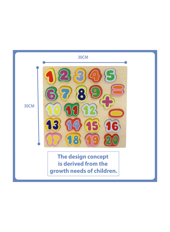 Al Ostoura Toys Wooden Digital Numeric 1-20 Shape Learning Educational Toy, Ages 2+