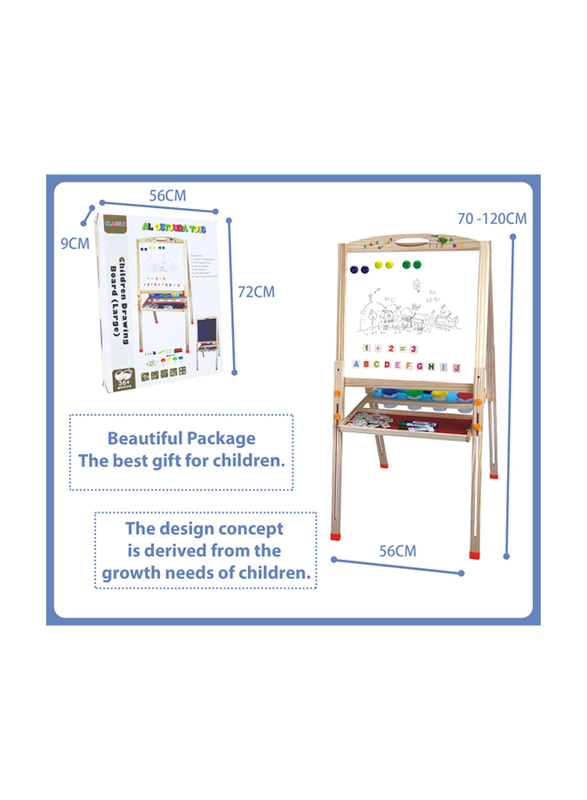 Al Ostoura Toys Double Sided Magnetic White Chalk Drawing Board Art Easel, 5 Pieces, Ages 3+